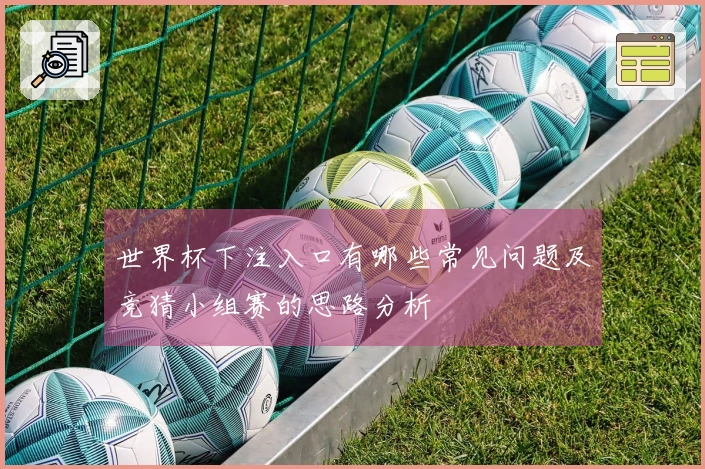 世界杯下注入口有哪些常见问题及竞猜小组赛的思路分析